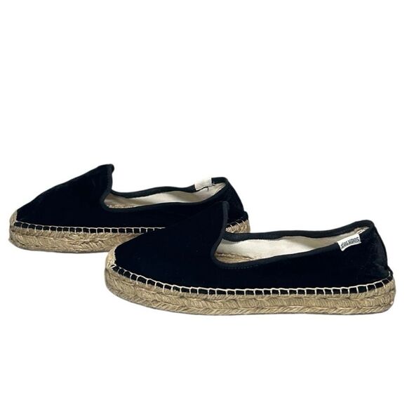 Soludos - Women’s Espadrilles, ‘The Smoking Slipper’ Velvet, Flat - Black Size 8 - Picture 8 of 16
